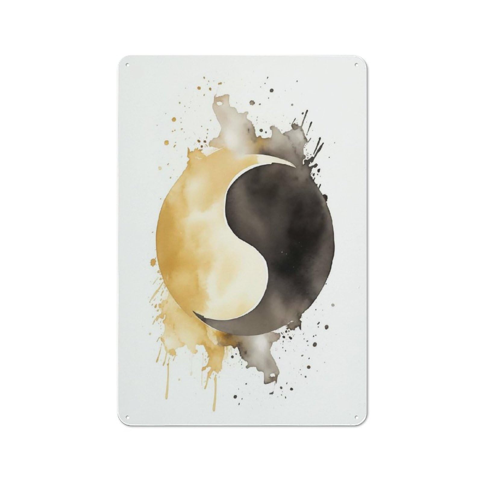 A Yin And Yang Watercolor Vintage Metal Sign 30x20cm, Nostalgic Pub Wall Decor for Pub, Home Bar, Shed Or Man Cave