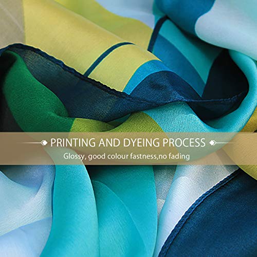 Women's Silk Scarves Retro Printed Geometric Stripe Long Shawl Warm Wrap Sunscreen Shawl All Season4
