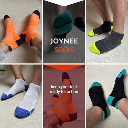 JOYNÉE Mens Ankle Athletic Low Cut Socks for Men Cushioned Running Sports Workout Tab Socks 6 Pairs2