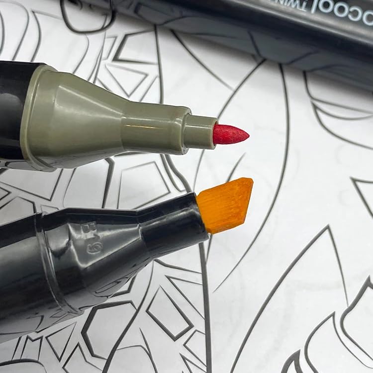 Image of Dual Tip Alcohol Markers Set Of 24 - Touch Cool Double Ended Blendable Sketch Pen With Fine And Chisel Tips | Art Marker Pens For Drawing, Calligraphy, Sketching, And Illustrations | Brush Tip