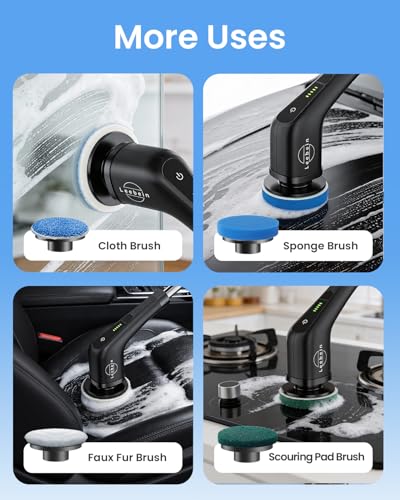 Image of Electric Spin Scrubber, Cordless Cleaning Brush for Bathroom, Home | 8 Replaceable Brush Heads, 90Min Runtime, 54 Inch Long Handle, IPX7 Waterproof, 2 Speeds for Bathroom Cleaner