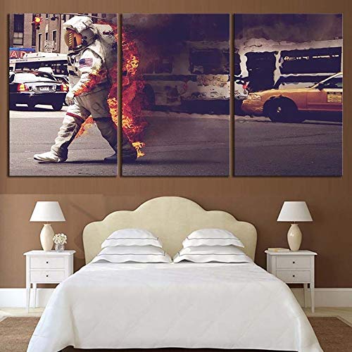 Tableau astronaute 3 pièces en toile HD pour décoration murale moderne