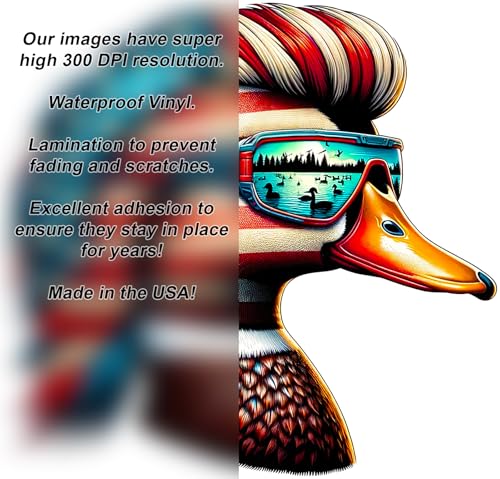 Image of Patriot Mullet Duck Sticker 4 Inch, American Flag Stickers, Duck Stickers, Waterproof, UV & Scratch Resistant, Great Adhesion, Mallard & American Flag Decal, Patriotic Decals, Mfd USA (1-4 Inch)