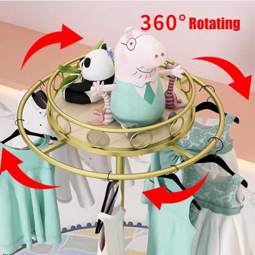 Organizador de ropa giratorio de metal con perchero redondo dorado de pie 3