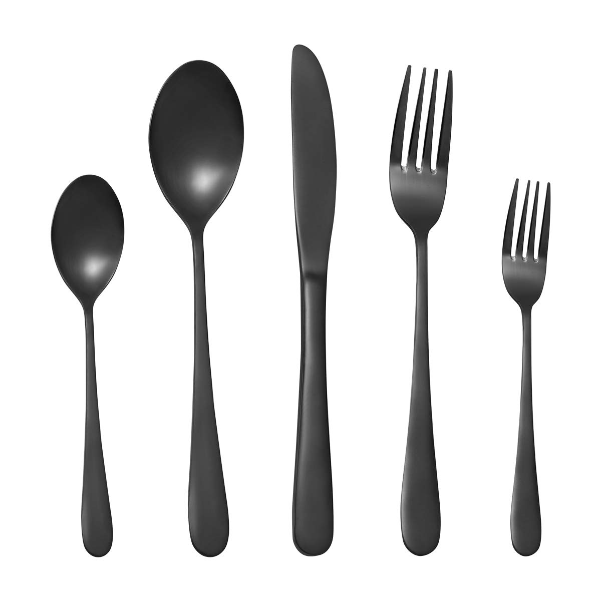 MDEALY 20-Piece Black Silverware Flatware Cutlery Set, Stainless Steel Kitchen Utensils Service for 4, Include Dinner Knife,Dinner Fork,Dinner Spoon,Salad Fork,Teaspoon