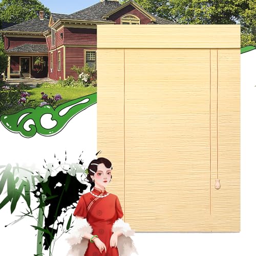 Retro Outdoor Bamboo Roller Blinds, Roll Up Shades for Patio,