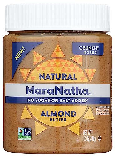Maranatha Natural Almond Butter, No Sugar or Salt Added, Crunchy No Stir, Kosher, Gluten Free & Non-GMO, 12 Ounce (Pack of 6)