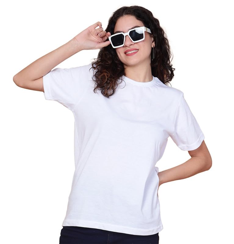 Image of Sleepynuts Women Boyfriend Plain Round Neck Half Sleeve T-Shirt