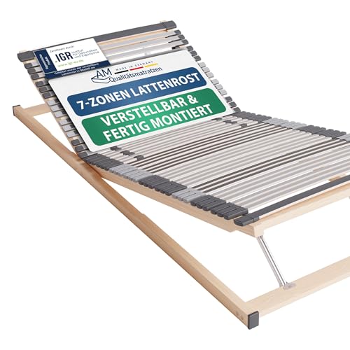 AM Qualitätsmatratzen 7 Zonen Lattenrost 140x200 verstellbar mit 44 Federleisten - Made in Germany - Verstellbarer Lattenrost 140x200 - Kopf und Fußteil - Holmabsenkung für Schulter und Becken AM Qualitätsmatratzen 7 Zonen Lattenrost 140x200 verstellbar mit 44 Federleisten - Made in Germany - Verstellbarer Lattenrost 140x200 - Kopf und Fußteil - Holmabsenkung für Schulter und Becken