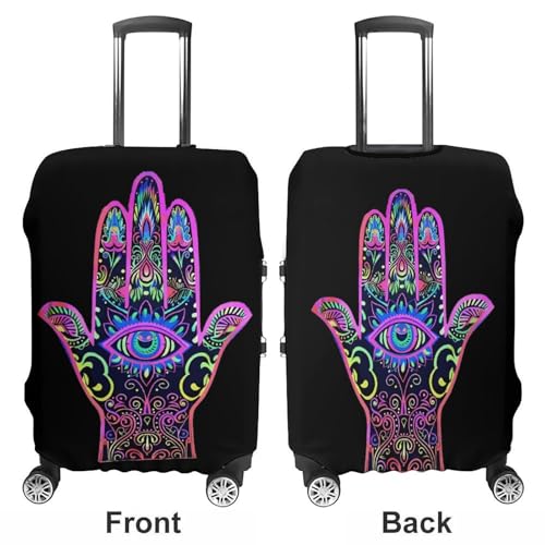 Blacklight Hamsa Hand Evil Eye Bohemian Funny Luggage Cover Suitcase Protector Washable Travel Baggage Covers Fit 19-32 Inch3
