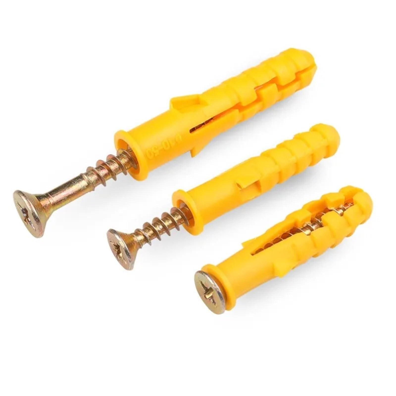 Dübel 10mm M6M8M10 Expansionswandanker, Dübel, Befestigungselemente, Nylon, selbstschneidend, Kreuzschlitzschraube, gerippt, gelb, Trockenbau(M10x135mm-(10 sets))