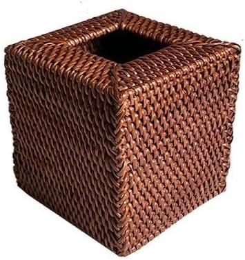 Generic Wicker Nordic Vintage Wooden Square Tissue Box Storage for Living Room Dining Kitchen