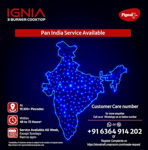 Image of Pigeon Ignia 3 Burner Gas Stove | Brass Burner | Easy Cleaning | Toughened Glass | 2 year Warranty