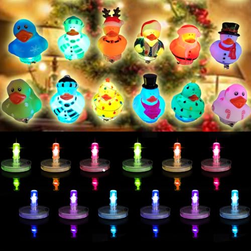 Light Up Duck Plugs, Led Light Duck Plug Holder,16 Luminous Modes On-Off Control Led Lamp Rubber Duck Mount, Duck Holder Mount for Car Lover Car LED Lights Christmas (Excluding Rubber Duck) (12PCS)