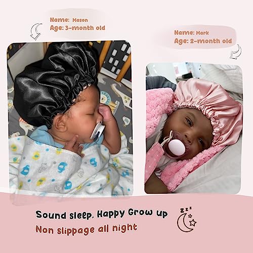 Yanibest Baby Satin Bonnet Sleep Cap For Curly Hair - Double Layer Reversible Adjustable Silky Satin Cap For Infant Toddler Child(6-36Months,Pink) #TOP3