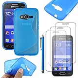 ebestStar - Coque Compatible avec Samsung Galaxy Trend 2 Lite SM-G318H, Galaxy V Plus Etui Housse Silicone Gel Souple S-Line +Stylet +3 Films d'écran, Bleu [Appareil: 121.4 x 62.9 x 10.7mm 4.0