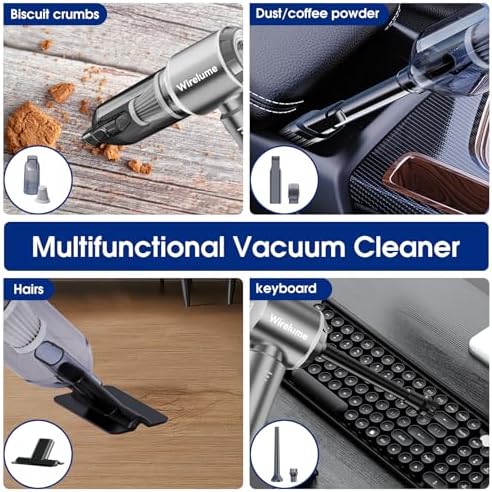 Handheld Car Vacuum Cleaner Cordless 22000Pa Strong Cyclonic Suction Blowing Brushless Motor Cordless Portable Mini Car Vacuum Powerful Rechargeable Lightweight for Pet Hair Vehicle Home Office Grey - 2