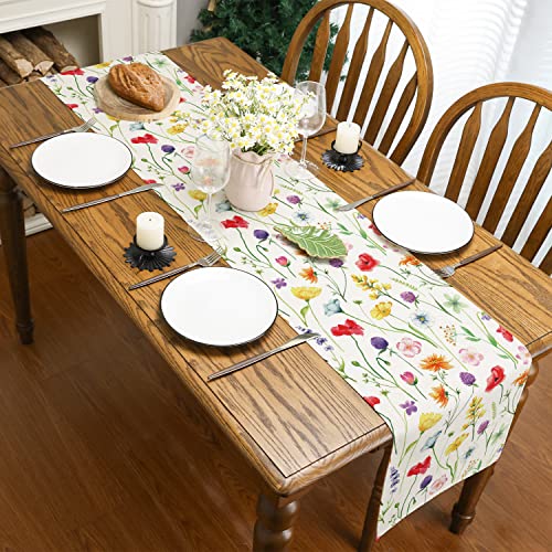 Siilues Spring Summer Table Runner, Spring Summer Decorations Colorful Flowers Table Decor Seasonal Spring Summer Runner Holiday Decor For Indoor Outdoor Table Decorations (13" X 72") #TOP4