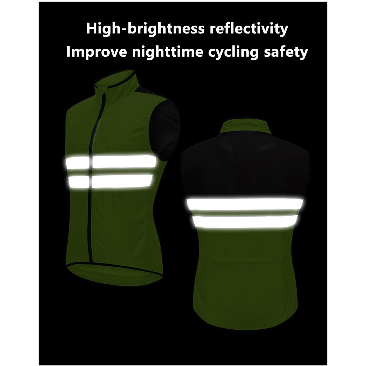 Réfléchissant Gilet De Cyclisme D'été Hommes Femmes, Imperméable Softshell Gilet De Course Léger Gilet De Cyclisme Sans Manches, Respirant Coupe-vent Gilet VTT Pour Course Cyclisme