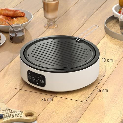 Homcom Piastra Elettrica A Infrarossi Portatile 2000W Con Griglia, Fornello Elettrico 2 In 1 In Vetroceramica, 4 Livelli Di Potenza, Vassoio Raccogligocce, Adatto A Tutti I Tipi Di Pentole Ø30Cm - 7