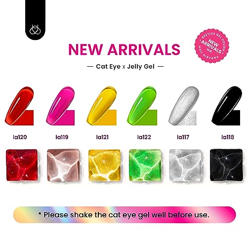 Image of Beetles Neon Gel Nail Polish Set, 6 Colors Jelly Cat Eye Gel Nail Kit