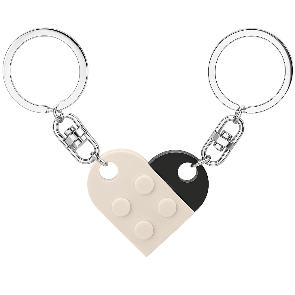 MPK Brick Matching Couple Heart Keychain, Gifts for Him Her Boyfriend Girlfriend Christmas, Wedding Anniversary Birthday Gift