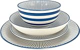 FRANCACOR VAJILLA MORDERNA CALIDAD 6 PERSONAS (18 o 24 PIEZAS) (RAYAS GRISES)