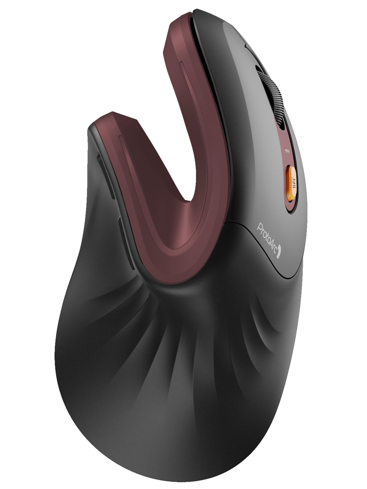 ProtoArc EM11 NL Ergonomische Vertikale Maus, Kabellos Aufladbar Mouse mit 3 Gerät (2*Bluetooth+USB), Vertikal Funkmaus für Computer, iPad, Mac, Windows - Schwarz und Rot