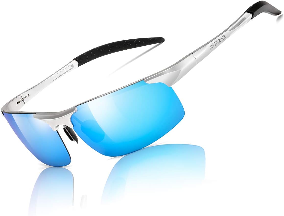 aisswzberMens Sports Polarized Sunglasses Driving Metal Frame UV Protection Sunglasses For Men 8177