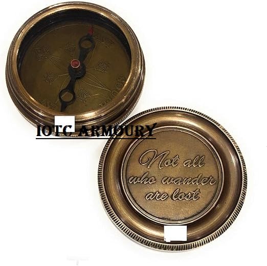 Brújula de bolsillo náutica de latón con cita inspiradora, cadena y estuche de cuero - Regalo ideal para amantes de la aventura, viajeros y ocasiones especiales miniatura 4