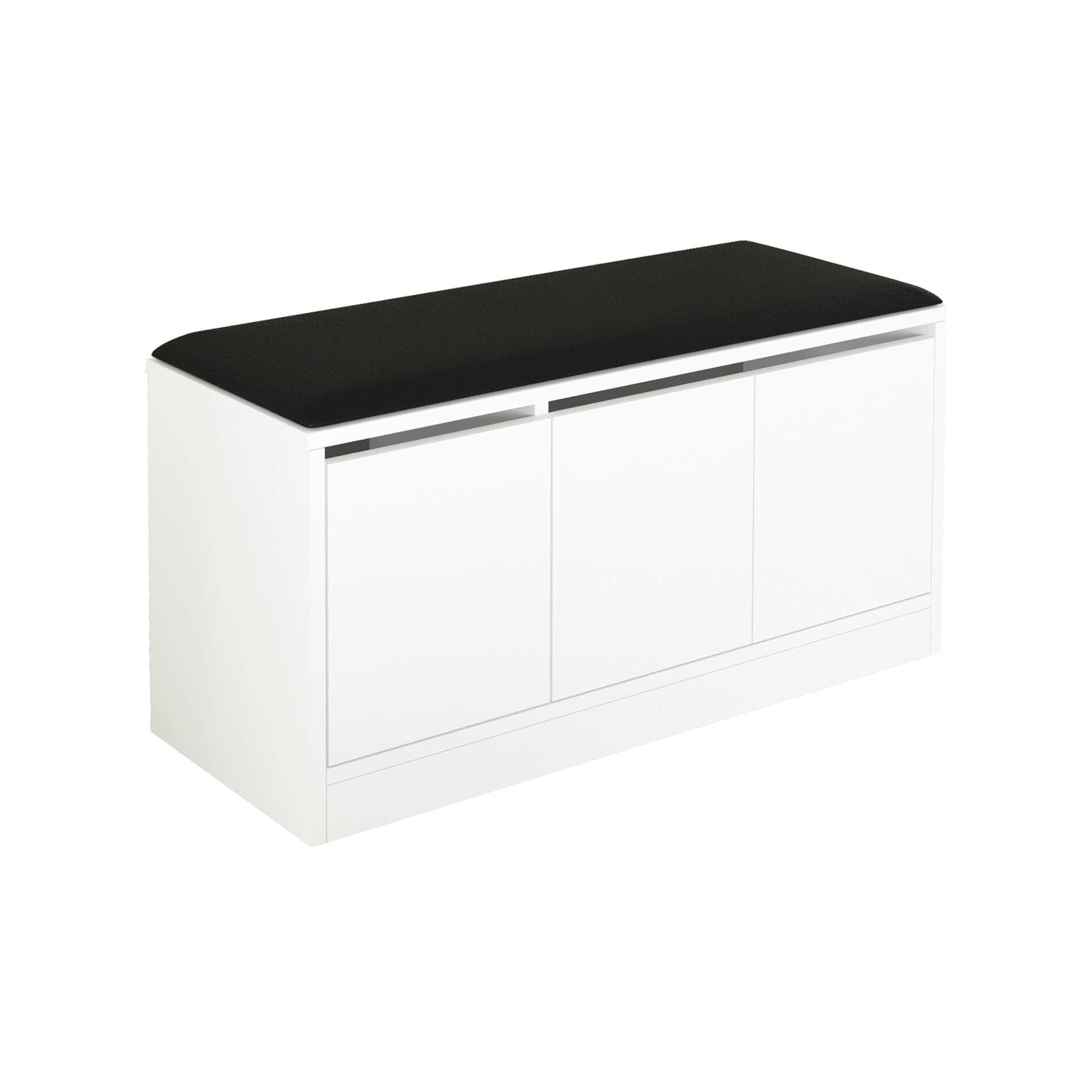 Rebecca Mobili Banc étagère à chaussures, meuble pour chaussures d'entrée, blanc gris foncé, aggloméré simili cuir, avec 4 compartiments, avec assise - dimensions HxLxP : 46 x 89,5 x 35,5 cm - Art.