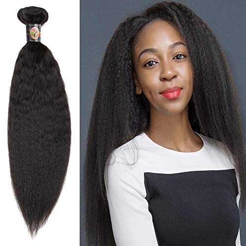 Yaki Straight Curl 8A 1 Single Bundle Deal Real Virgin Raw Human Hair Unprocessed Double Weft Weave Natural Color (20 Inch)