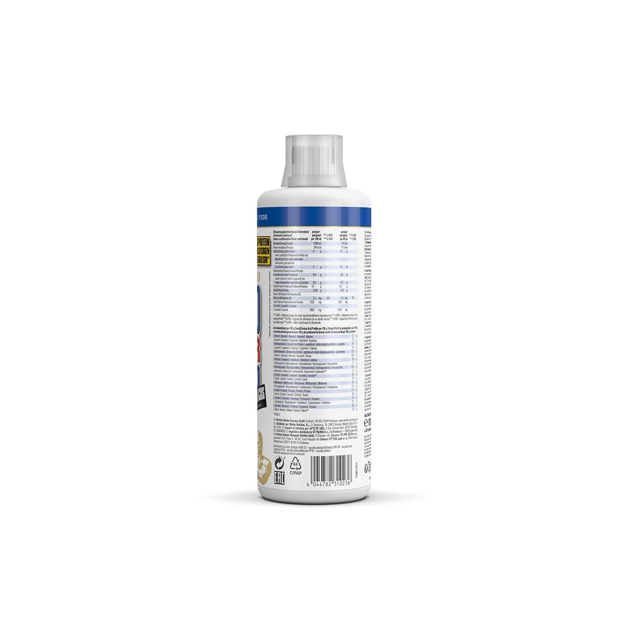 Weider - Amino Power Liquid - Flüssiges Hydrolysiertes Protein - Aminosäuren - 23g Protein pro 45 ml für Muskelaufbau - Mit L-Leucin, Taurin, Vitamin B6 - 1 Liter - Cola
