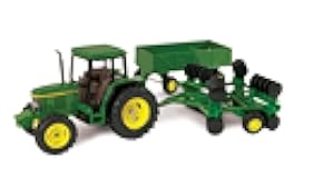 ERTL John Deere 6410 Tractor Toy Set - 1:32 Scale - Includes Wing Disk and Barge Wagon Toy - Articulated Parts and Free-Rolling Wheels - Collectible John Deere Tractor Toys - Ages 5 Years and Up