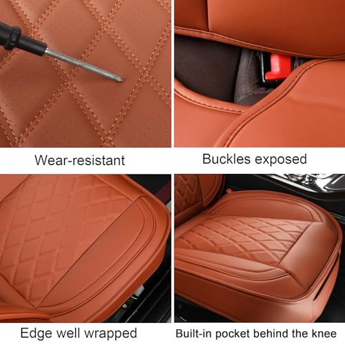 Image of MIROZO Front Seat Covers Brown, Leather Car Seat Cover Breathable Automotive Seat Covers Universal Car Seat Protector Vehicle Cushion Cover for Sedan, Truck and SUV (2PCS Front, Brown)