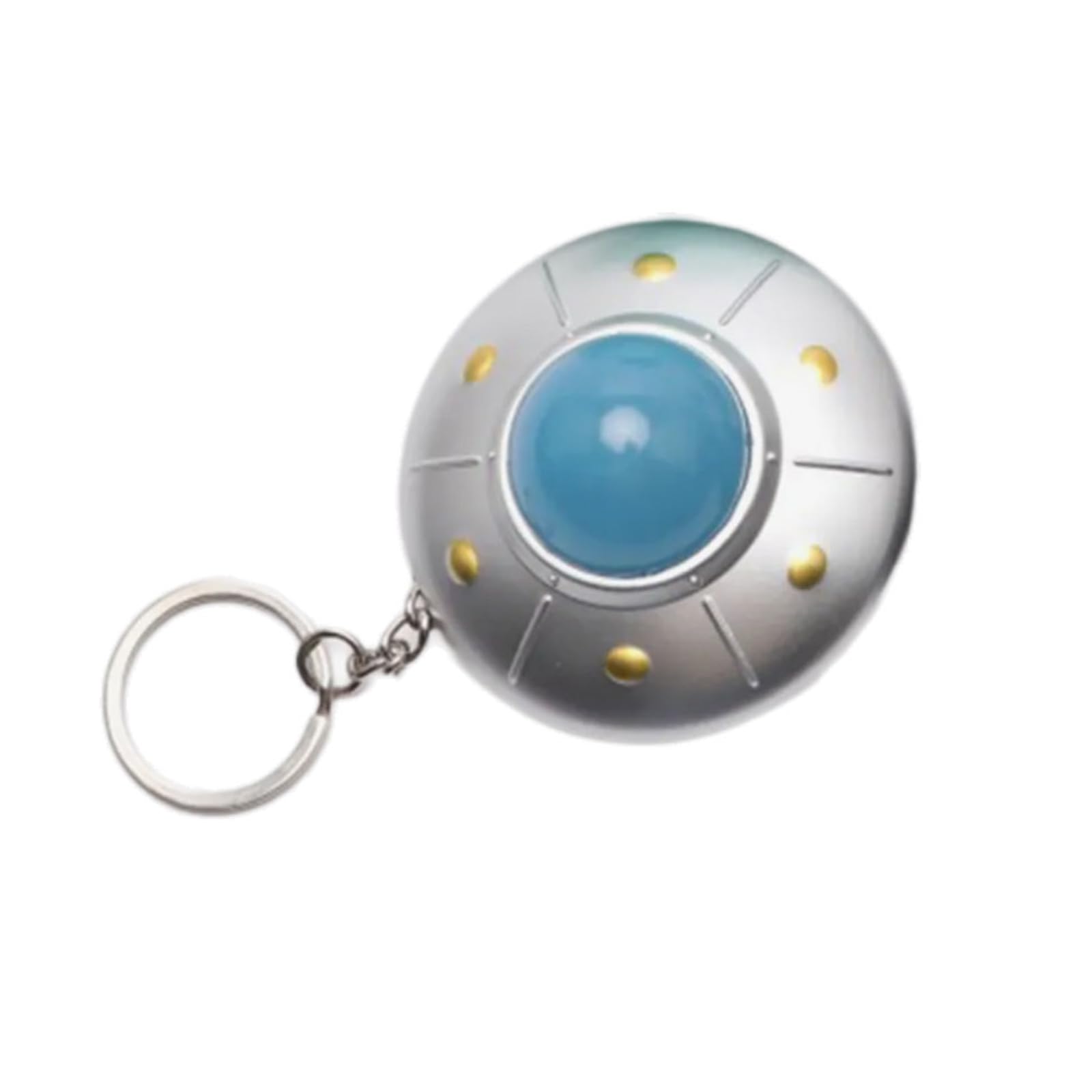 Purplelily Unisex Kids Silver Cute Ufo Keyring Led Light Flying Saucer Keychain Creative Spaceship Model Pendant Jewelry For Children And Adults