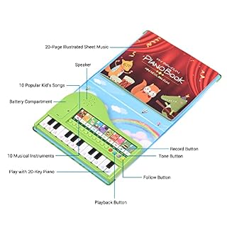 KOCAN Livre de piano à 20 touches Clavier de piano électronique et livre de musique Recueil de chansons pour piano 2 en 1 avec clavier intégré avec 10 instruments et 10 chansons Gadget musical,Livre d - Les Beatles, Paul McCartney, John Lennon, RIngo Starr, George Harrison KOCAN Livre de piano à 20 touches Clavier de piano électronique et livre de musique Recueil de chansons pour piano 2 en 1 avec clavier intégré avec 10 instruments et 10 chansons Gadget musical,Livre d – Image 5