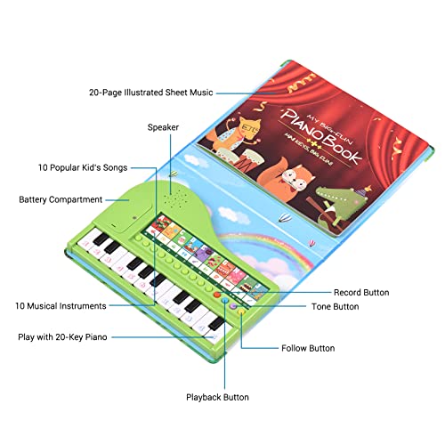 KOCAN Livre de piano à 20 touches Clavier de piano électronique et livre de musique Recueil de chansons pour piano 2 en 1 avec clavier intégré avec 10 instruments et 10 chansons Gadget musical,Livre d - Les Beatles, Paul McCartney, John Lennon, RIngo Starr, George Harrison KOCAN Livre de piano à 20 touches Clavier de piano électronique et livre de musique Recueil de chansons pour piano 2 en 1 avec clavier intégré avec 10 instruments et 10 chansons Gadget musical,Livre d – Image 6