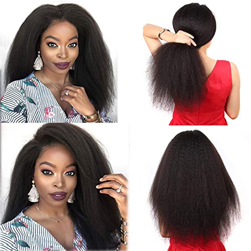 Lemoda 13X4 Kinky Straight Human Hair Wig 180 Density Yaki Straight Wig Hd Transparent Lace Frontal Wigs Pre Plucked With Baby Hair Brazilian Virgin Human Hair Wigs For Black Women 28 Inch #TOP6