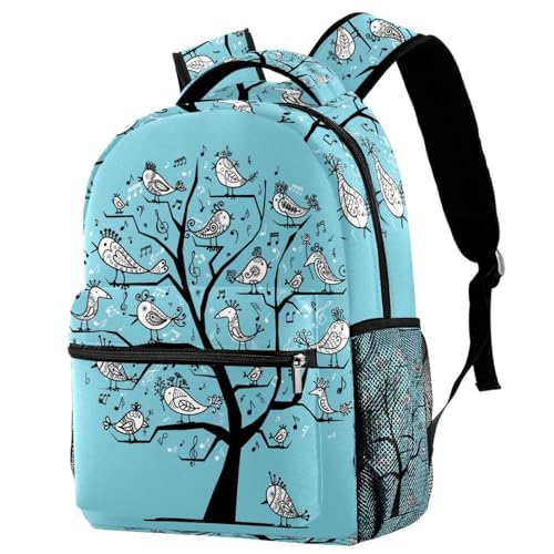 Sac à dos d'école ado fille garçon grand sac de voyage décontracté oiseaux