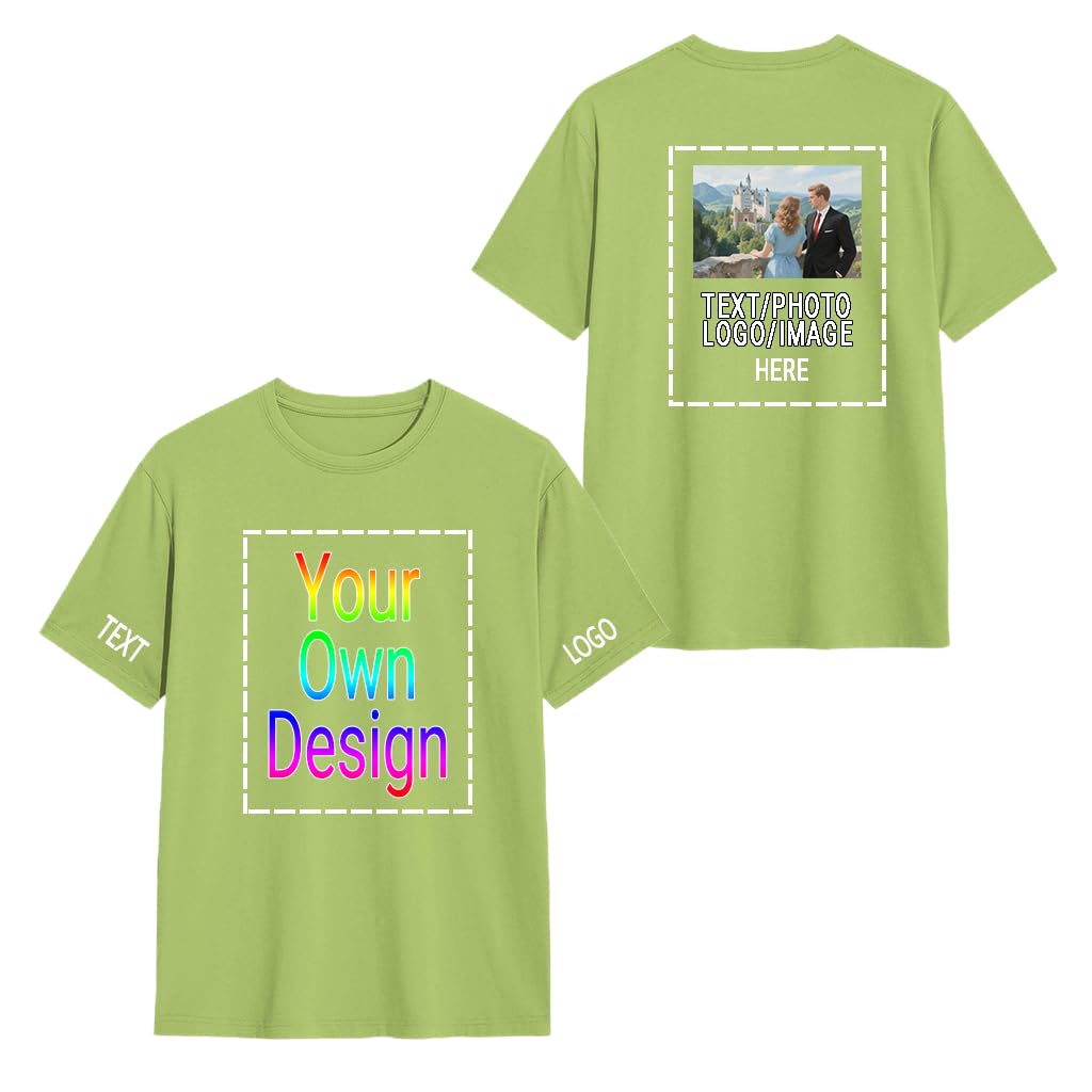 DQHXTK Personalised Photo T-Shirt Premium Unisex - Ideal for Stag/Hen Events,Birthday, Christmas,Memorial, Workwear, Front Photo Print, Customisable for Any Occasion Green