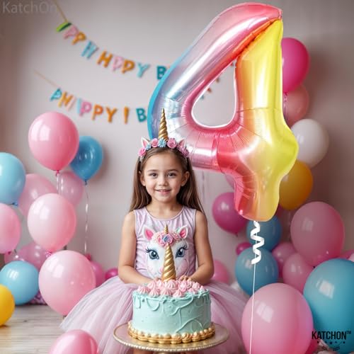Image of KatchOn Rainbow Number 4 Balloon 40 Inch