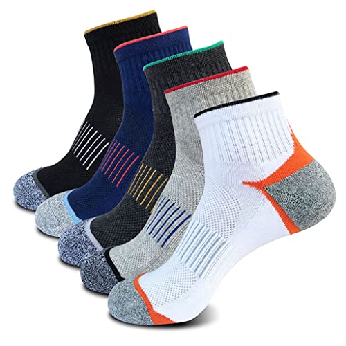 Xwwdp 5 Pairs Men's Sport Socks Autumn Winter Combed Cotton Casual Breathable Socks Man Stripe Long Sock (Color : A, Size : One Size) #TOP27