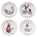 4 Kinderteller mit lustigen Tiermotiven auch als Frühstücksteller, Dessertteller, Partyteller verwendbar