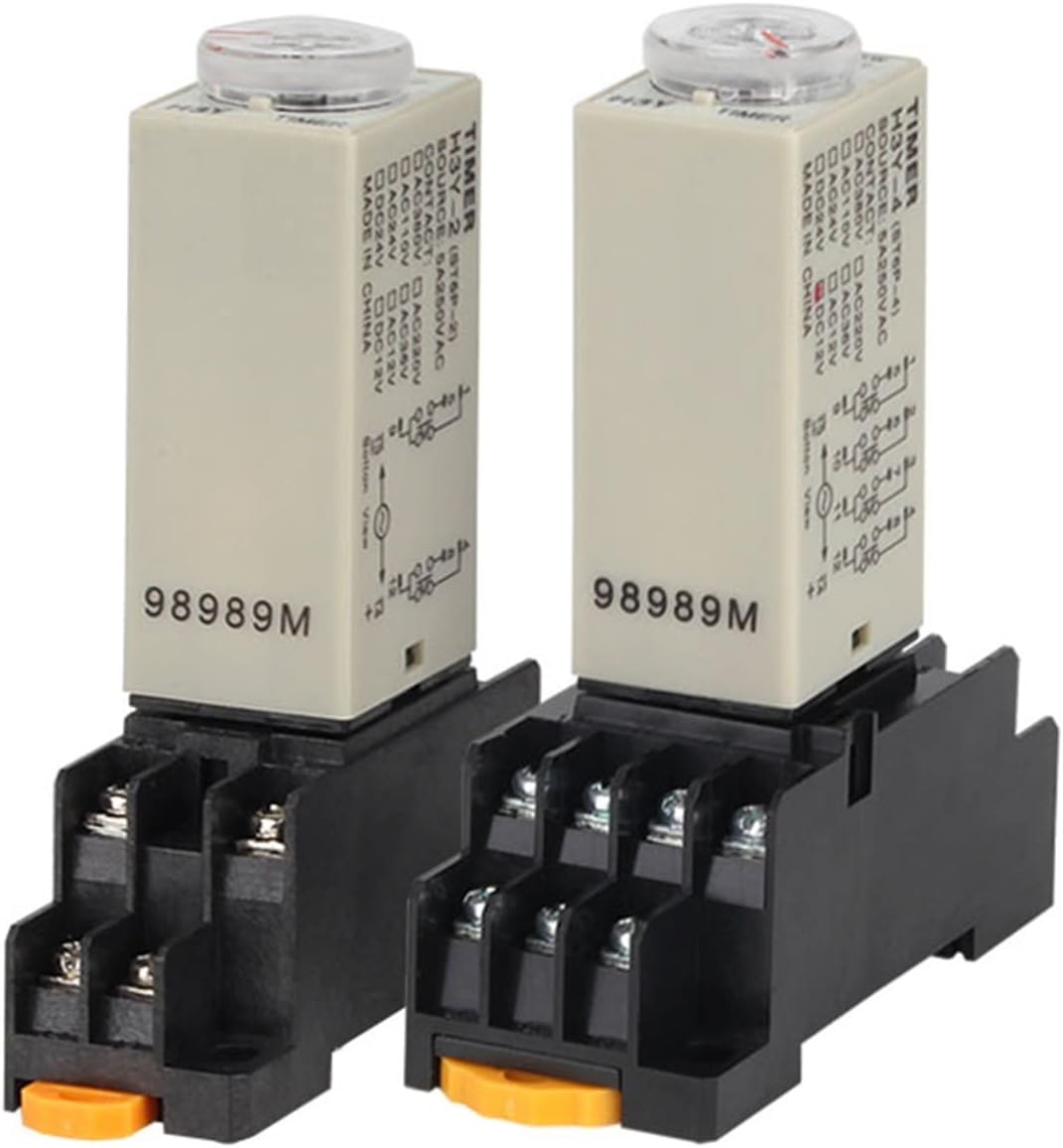 1 Set H3Y-2 Power-on Delay Rotary AC/DC 24V DPDT 1S/5S/10S/30S/60S/3M/5M/10M/30M Timer Timing Time Relay with Base Socket PYF08A(Voltage Dc 24v,0-60 Seconds)