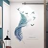 YXHZVON Grand Sticker Mural Plume Bleue 129x81cm - Autocollant Décoratif Pour Chambre, Salon Et Enfants
