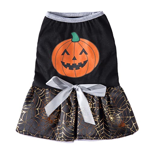 XIAOYU Halloween Dog Dresses Skirt Pumpkin Spider Pet Clothes Costume for Puppy Cats Cosplay(L), Black, Large