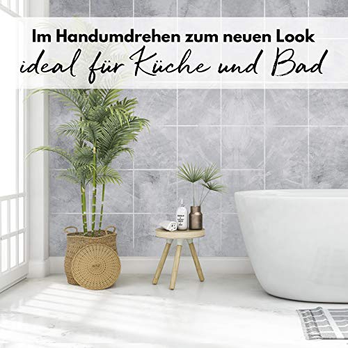 yabaduu 10 x Natural Stone Tile Stickers 20 x 20 cm Y042-01, Concrete - Image 2