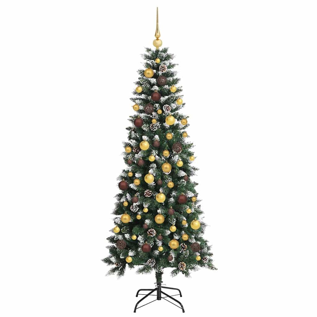 Sztuczna choinka, 180 cm zielona, z 300 diodami LED o ciepłej białej barwie, wytrzymała podstawa, PCW i stal, do użytku wewnątrz i na zewnątrz, łatwy montaż, świąteczna dekoracja