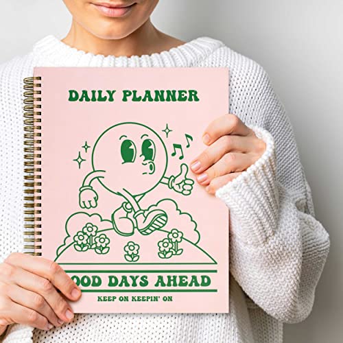 To Do List Planner Notebook, Cute Planner Notebook, Pink Green Retro Notebook, A4 Large Hardcover Spiral Schedule Notebook Planner, Retro Aesthetic Daily Planner Undated For Students Girls Teens (8.5X11) #TOP5